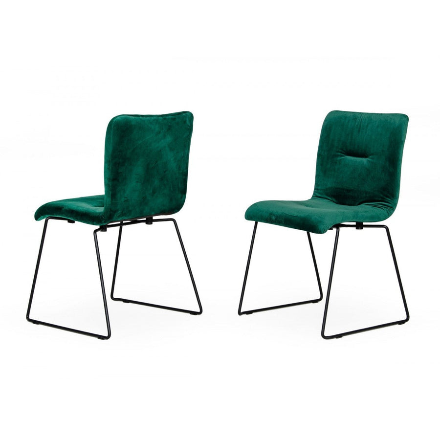 Set of Two Emerald Green Velvet Dining Chairs Image 1