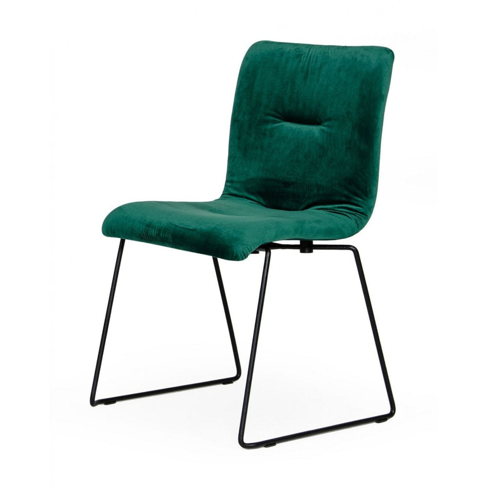 Set of Two Emerald Green Velvet Dining Chairs Image 2