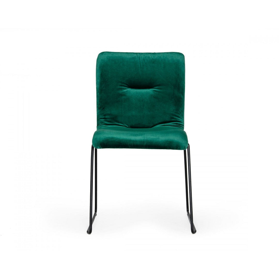 Set of Two Emerald Green Velvet Dining Chairs Image 3