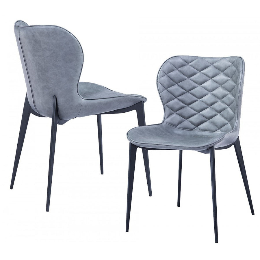 Set of Two Gray Black Modern Dining Chairs Image 1