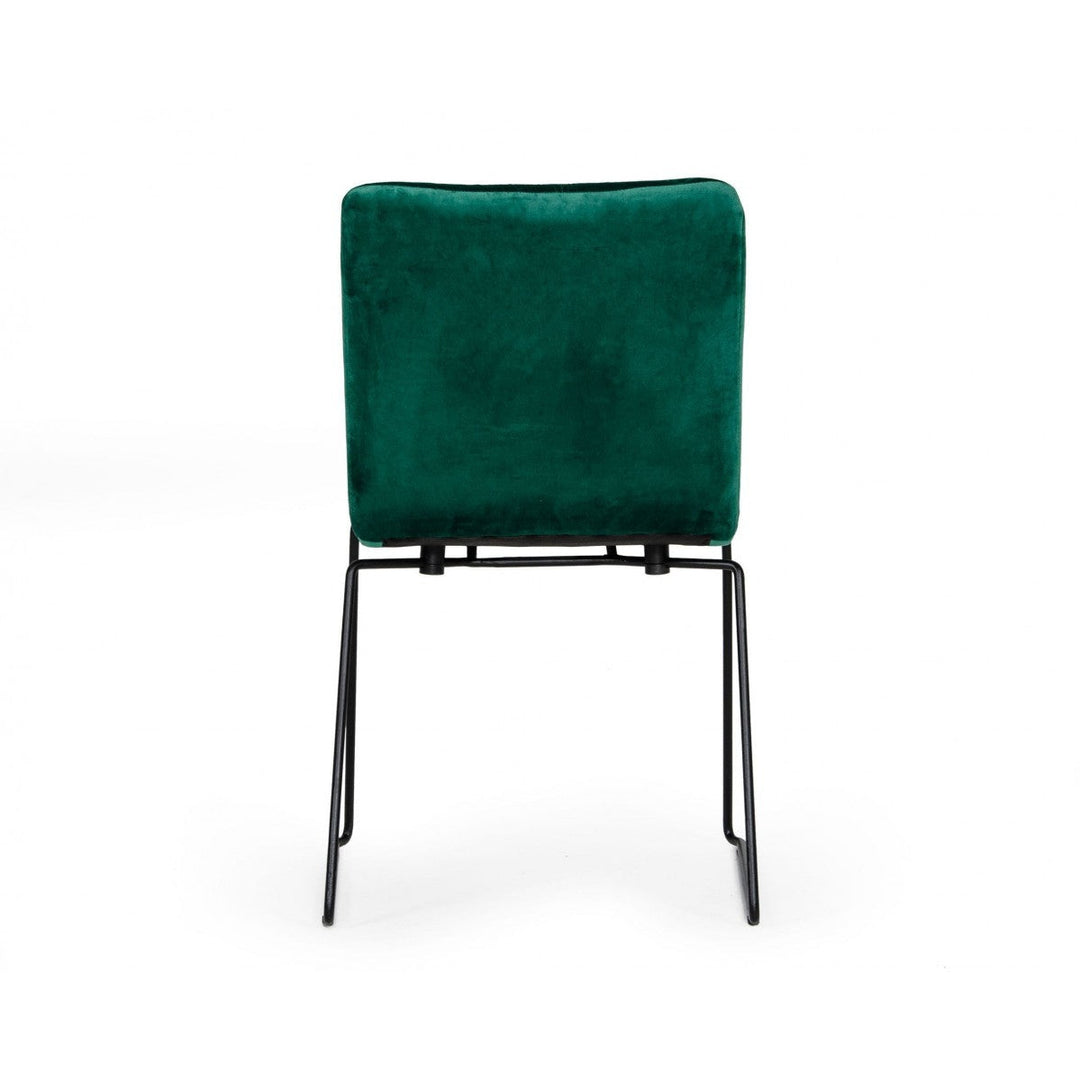 Set of Two Emerald Green Velvet Dining Chairs Image 5