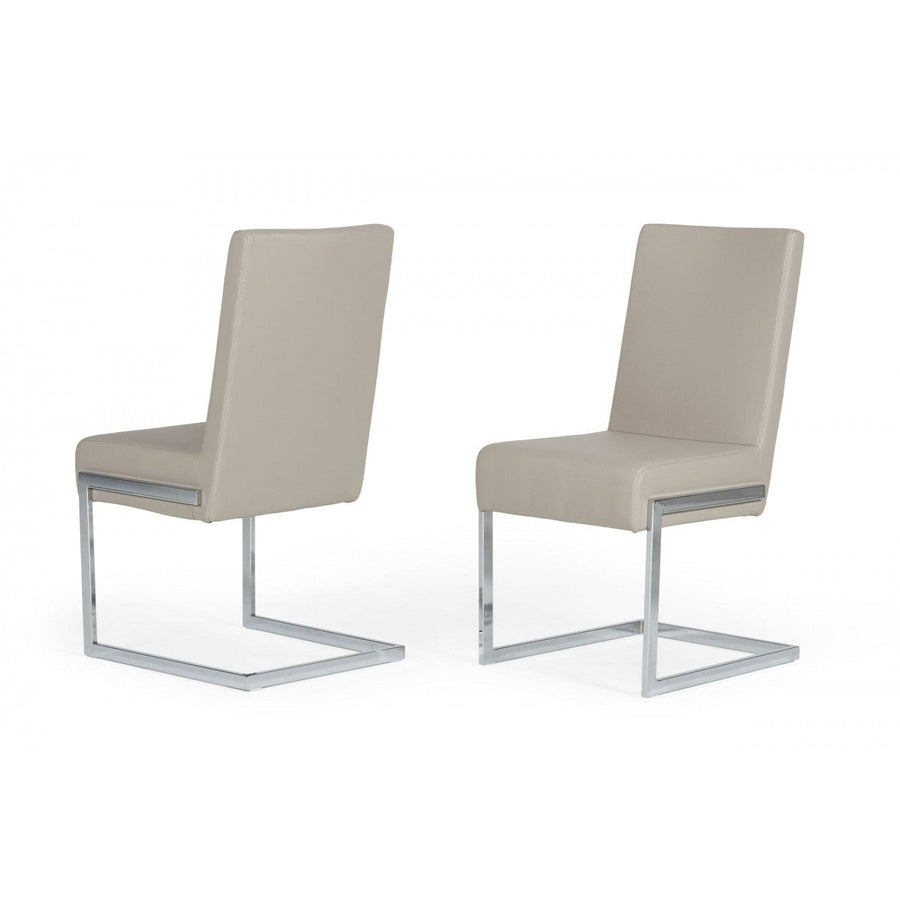 Set of Two Gray Silver Modern Dining Chairs Image 1