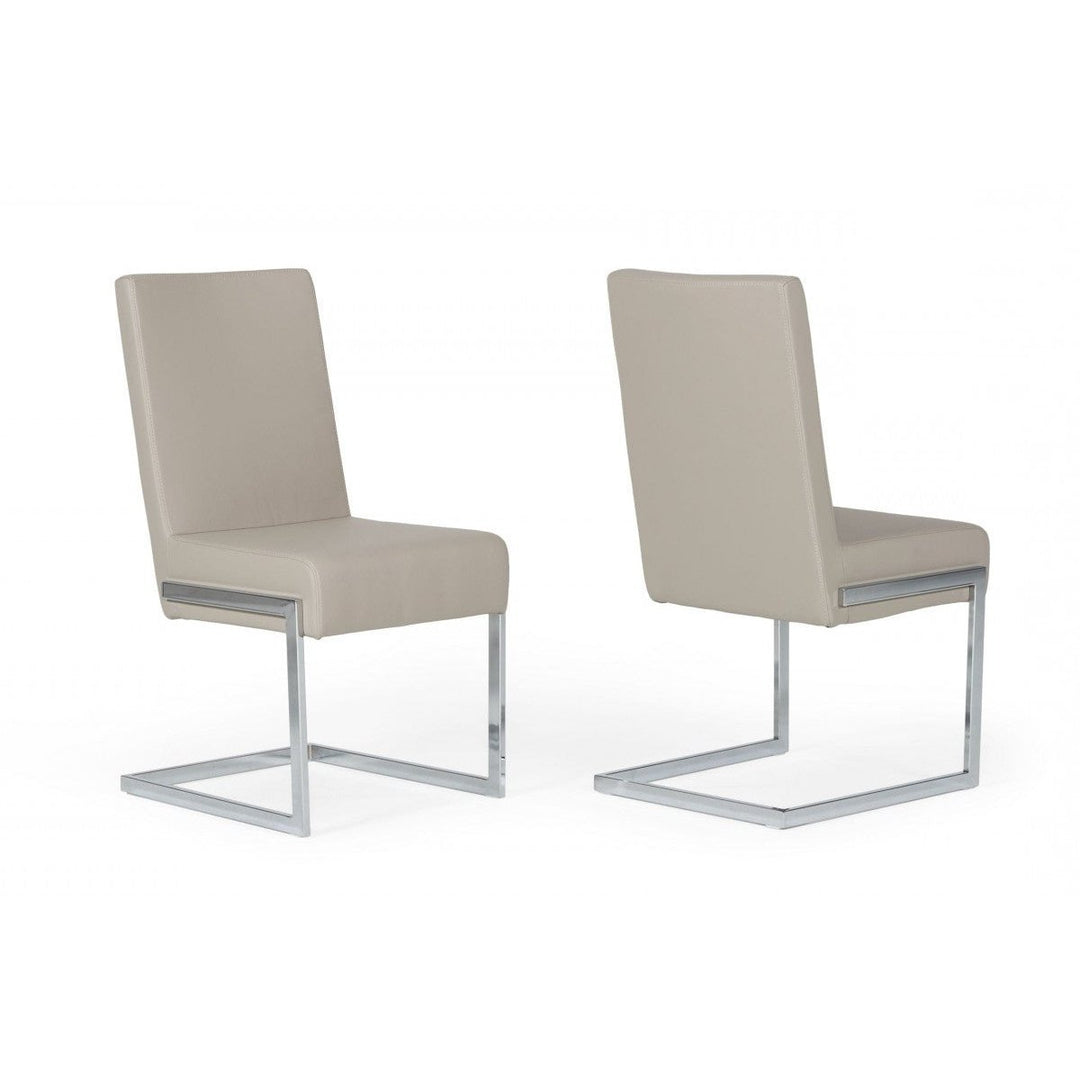 Set of Two Gray Silver Modern Dining Chairs Image 9