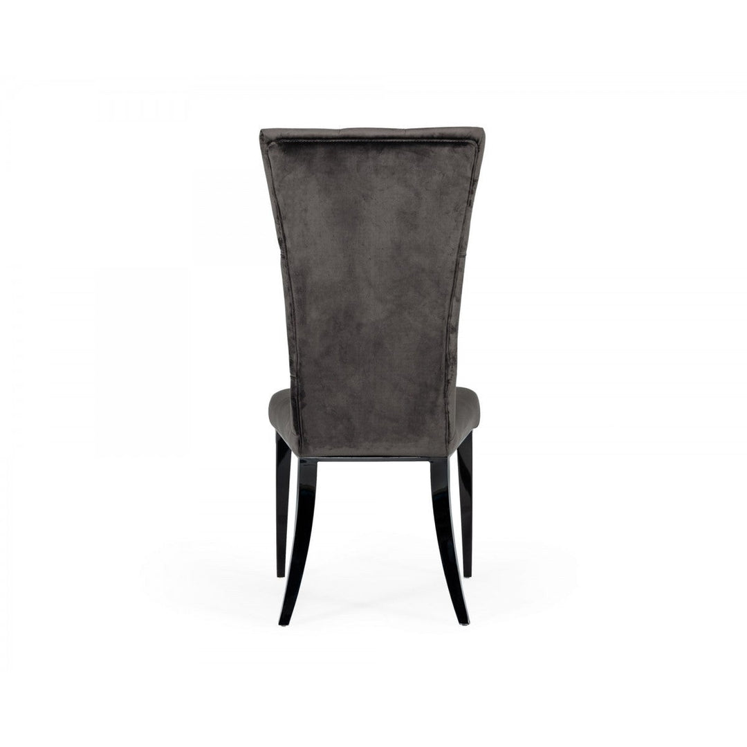 Set of Two Gray Velvet Modern Dining Chairs Image 4