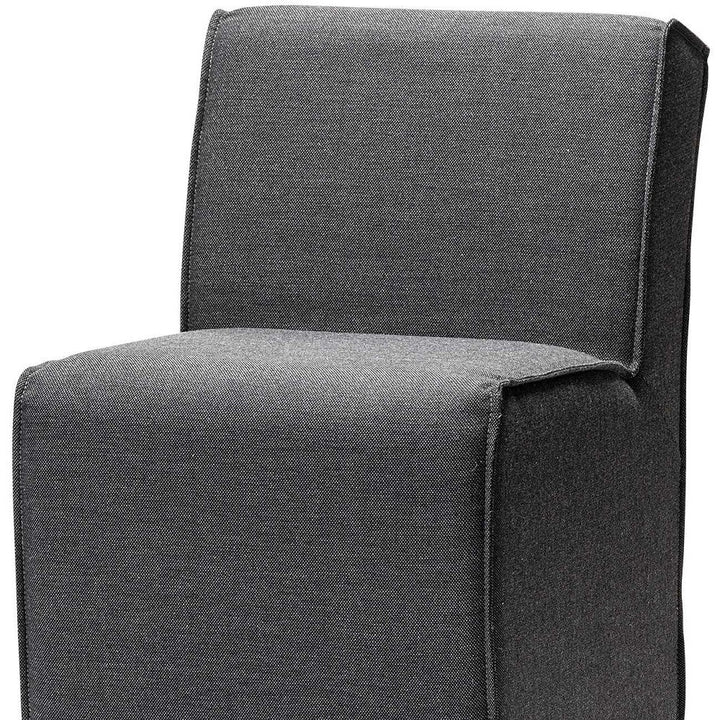 Set of Two Gray Upholstered Fabric Dining Side Chairs With Wheels Image 10