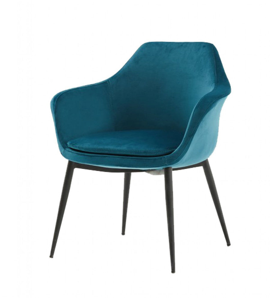 Teal and Black Velvet Dining or Side Chair Image 1