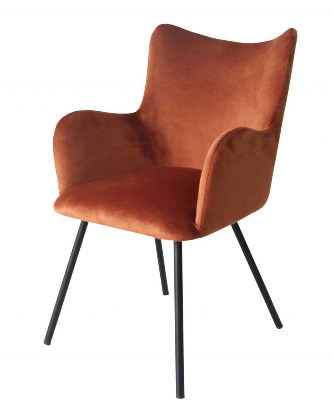 Rust Orange Curvy Velvet and Black Modern Dining Chair Image 1