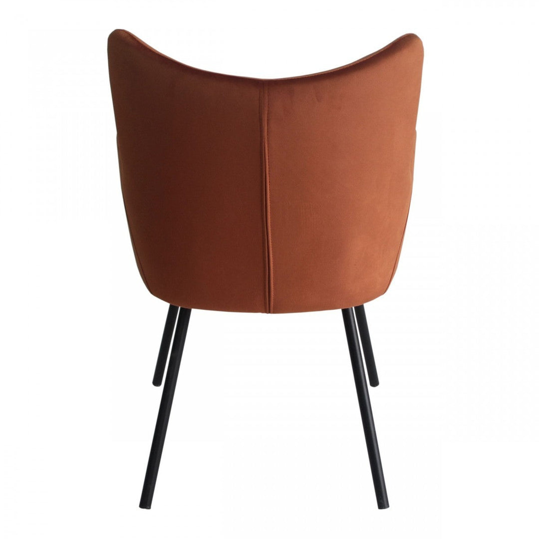 Rust Orange Curvy Velvet and Black Modern Dining Chair Image 4