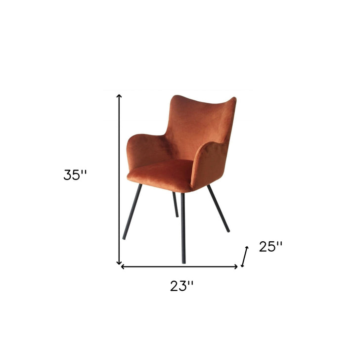 Rust Orange Curvy Velvet and Black Modern Dining Chair Image 5