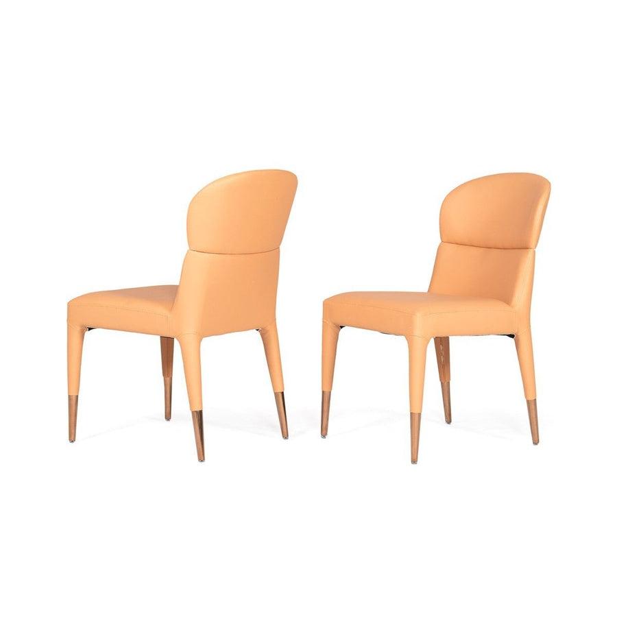 Set of Two Peach Rosegold Dining Chairs Image 1