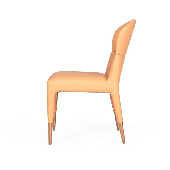 Set of Two Peach Rosegold Dining Chairs Image 3