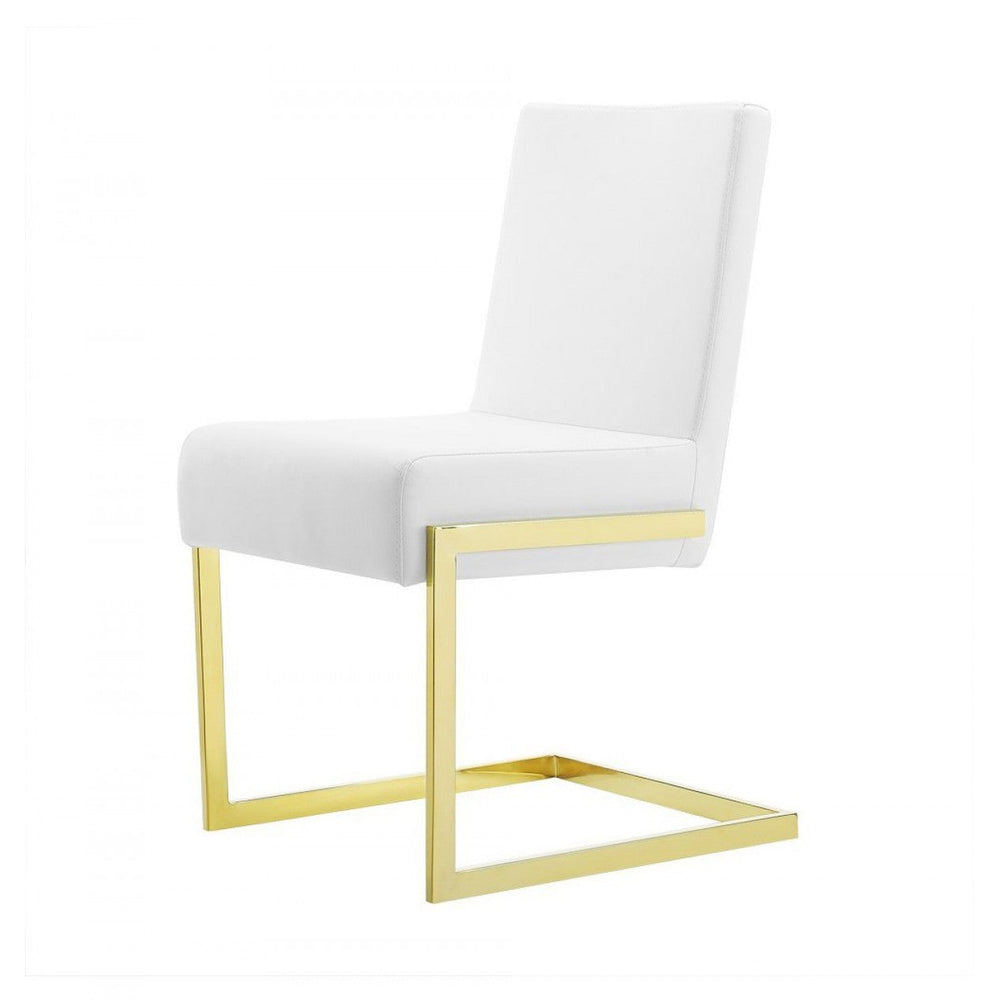 Set of Two White Gold Modern Dining Chairs Image 2