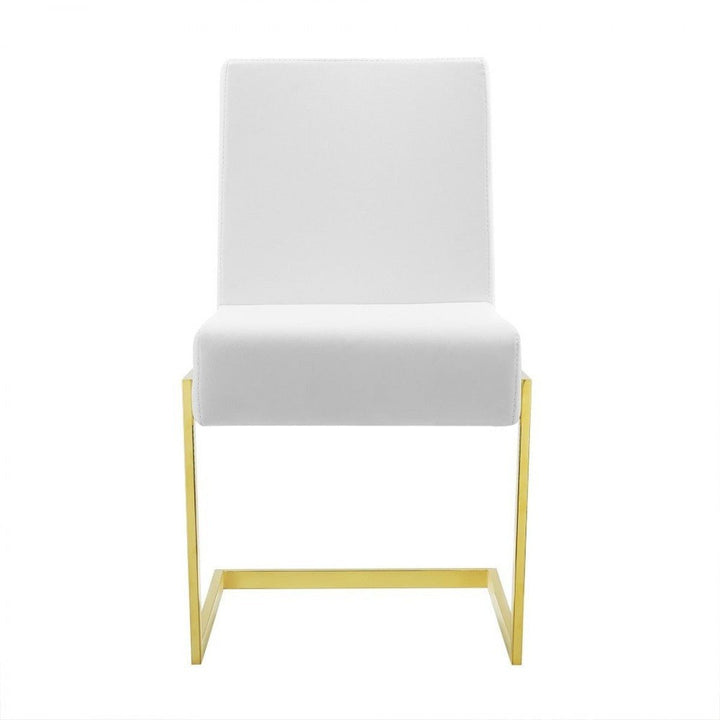 Set of Two White Gold Modern Dining Chairs Image 3