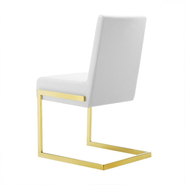 Set of Two White Gold Modern Dining Chairs Image 4