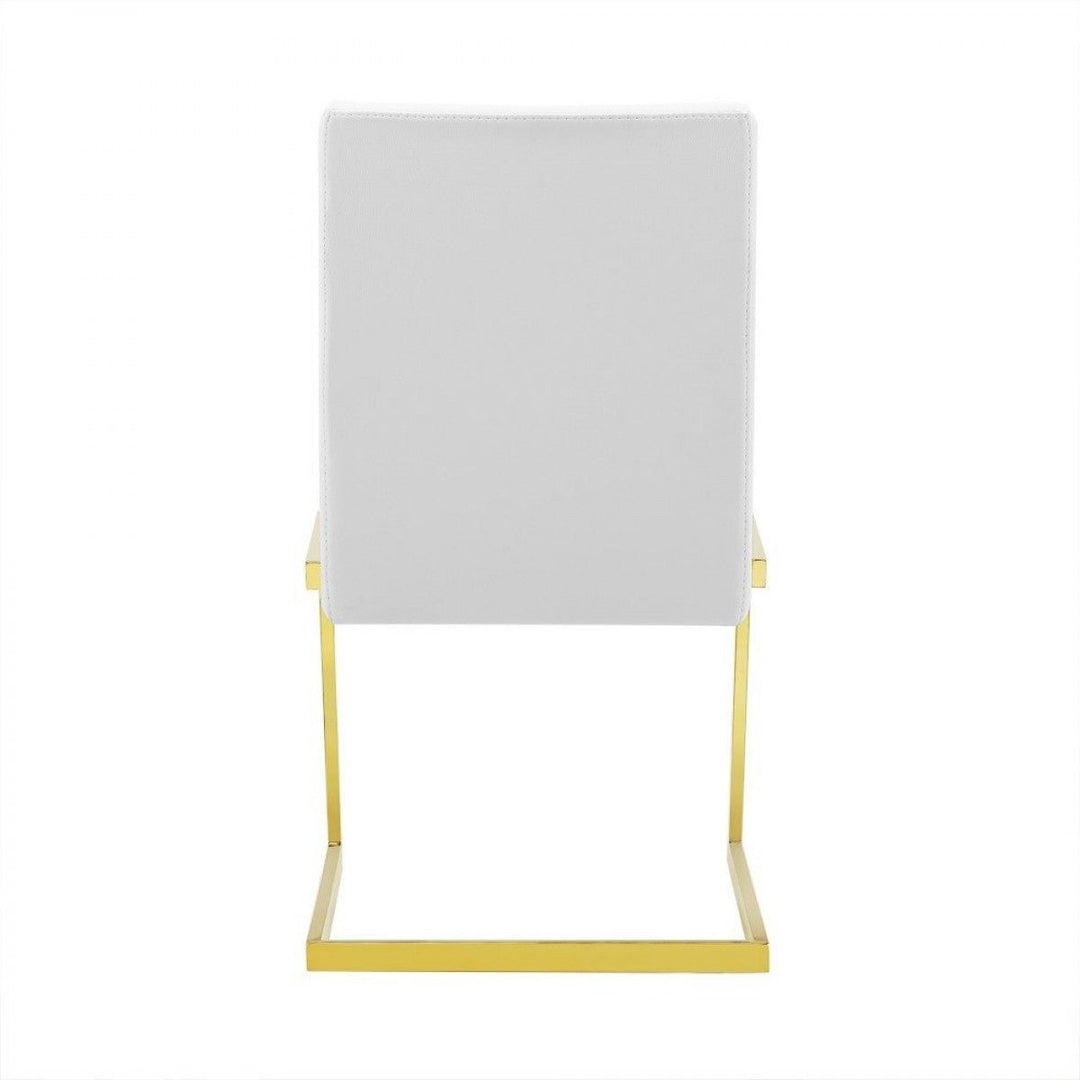 Set of Two White Gold Modern Dining Chairs Image 5