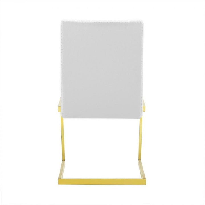 Set of Two White Gold Modern Dining Chairs Image 5