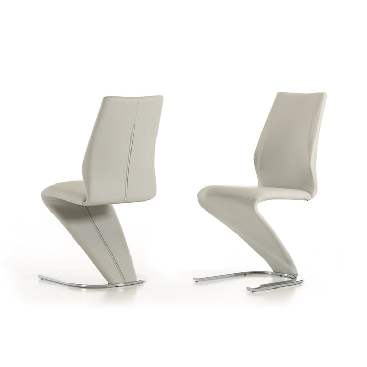 Set of Two White And Silver Upholstered Faux Leather Dining Side Chairs Image 3