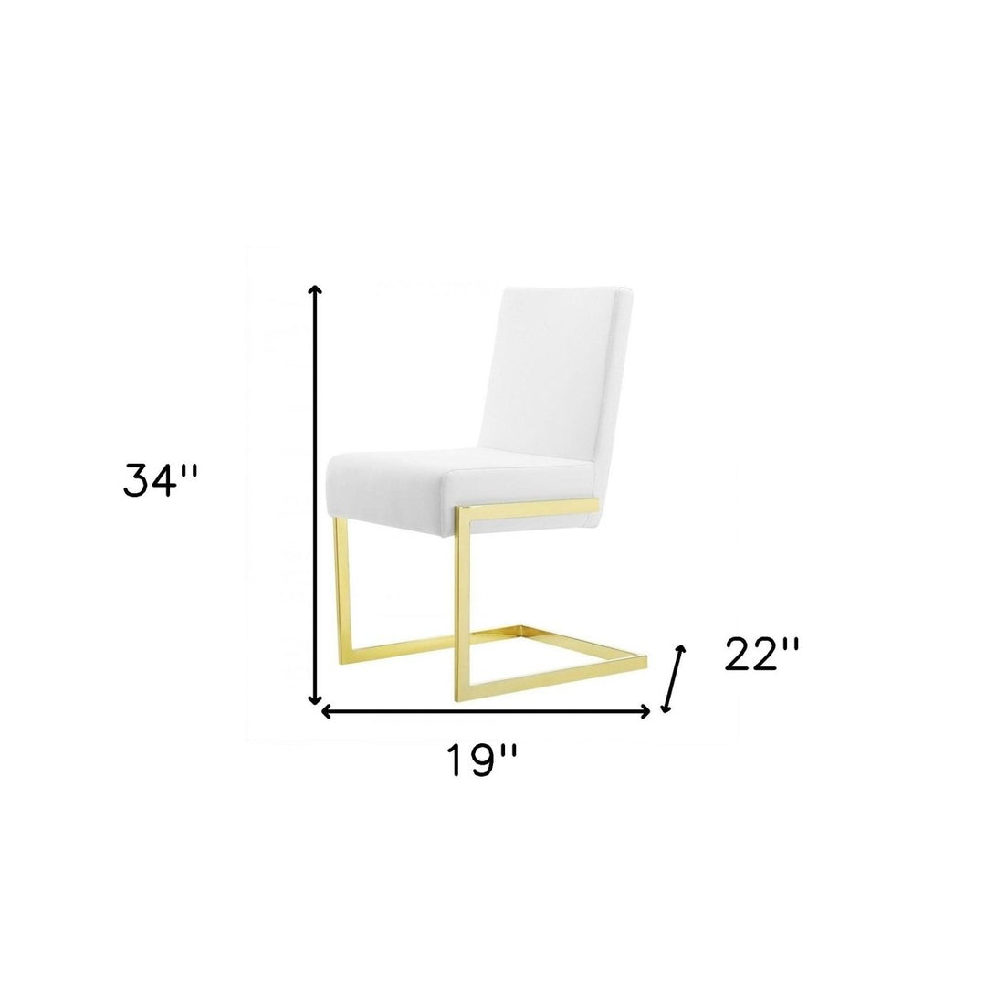 Set of Two White Gold Modern Dining Chairs Image 6