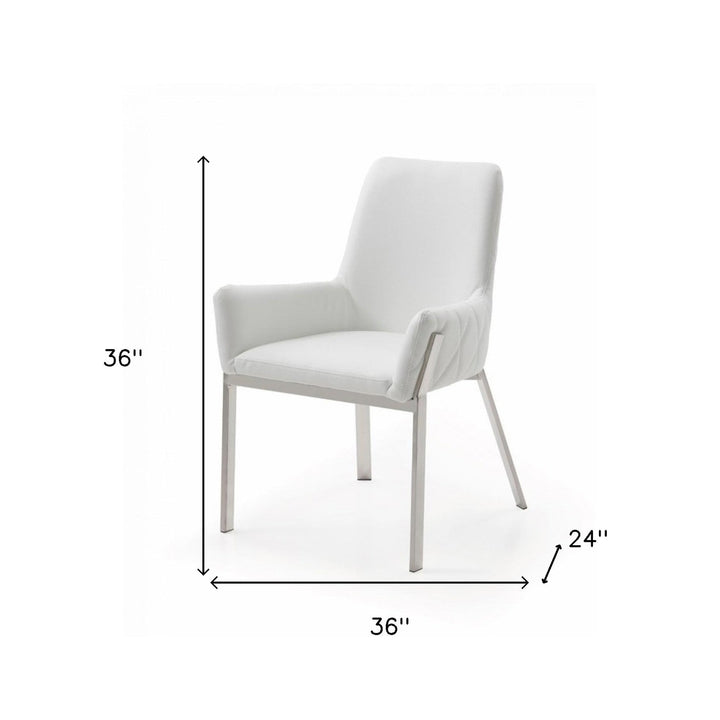 White Faux Leather Dining Chair Image 7