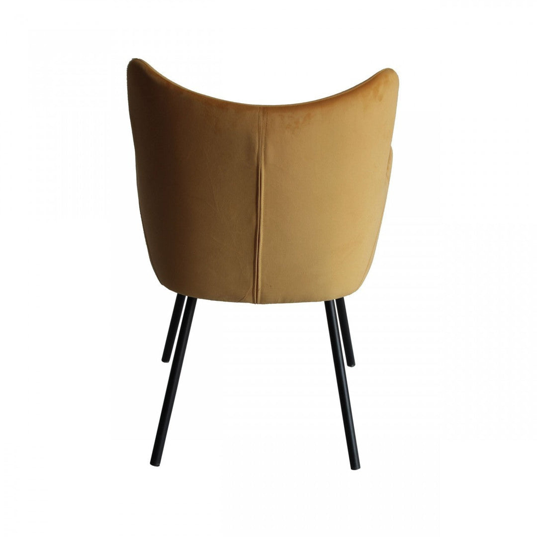 Yellow Curvy Velvet and Black Modern Dining Chair Image 4