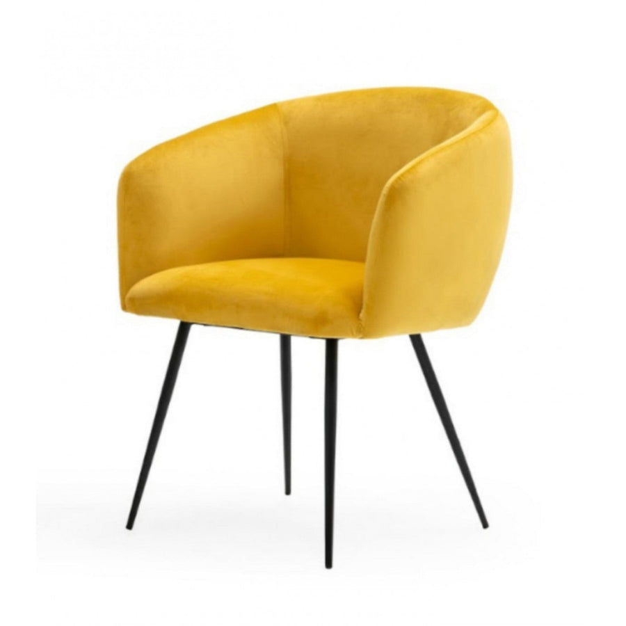 Yellow Velvet Modern Dining Chair Image 1