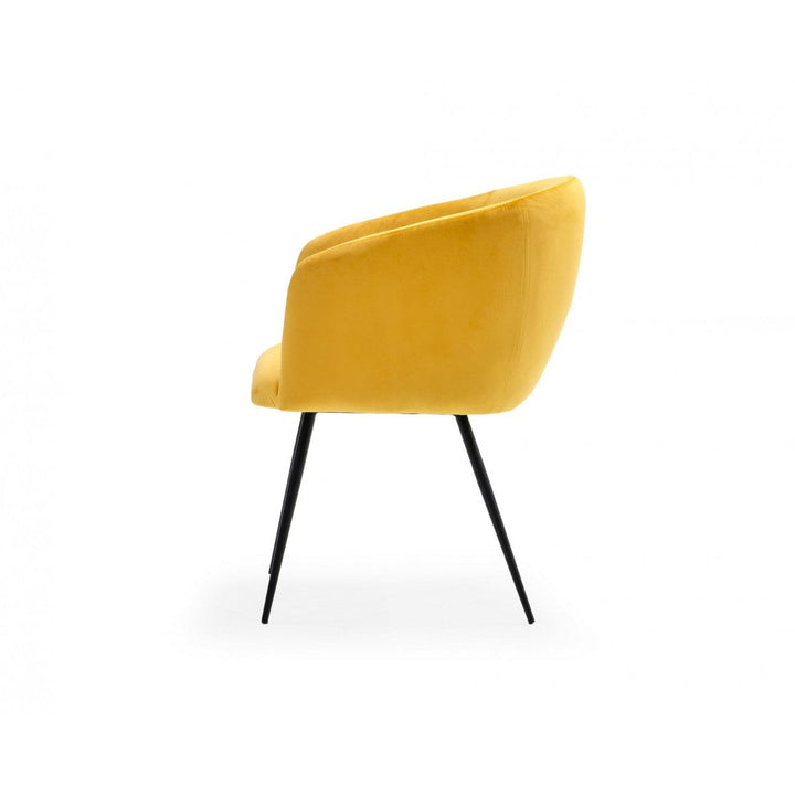 Yellow Velvet Modern Dining Chair Image 2