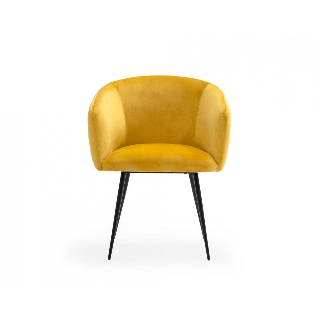 Yellow Velvet Modern Dining Chair Image 5