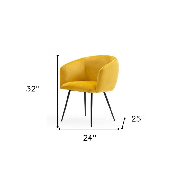 Yellow Velvet Modern Dining Chair Image 6