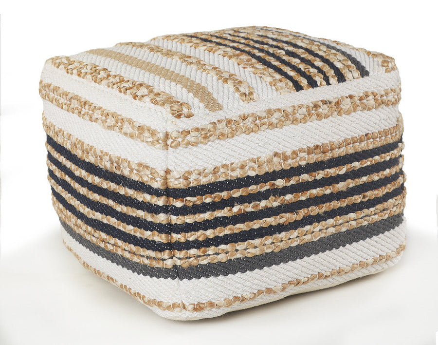 18" Tan Jute Ottoman Image 1