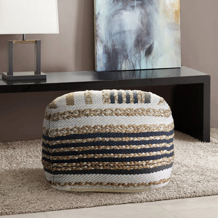 18" Tan Jute Ottoman Image 7