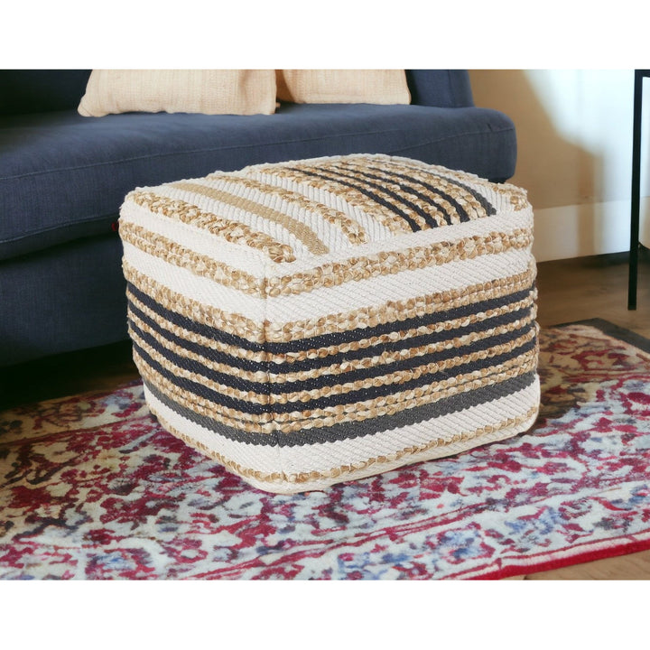 18" Tan Jute Ottoman Image 9