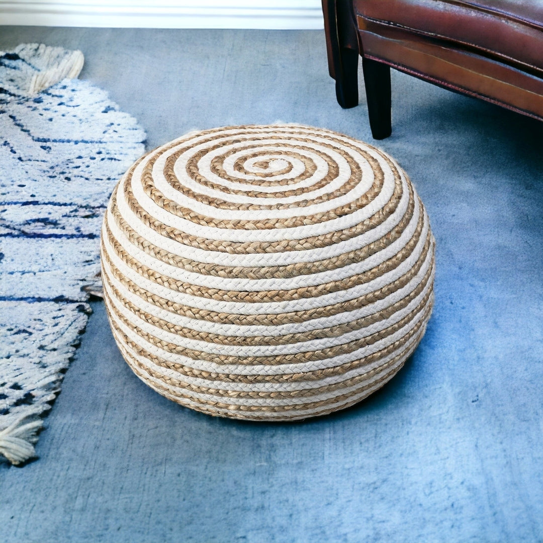 20" Blue Jute Ottoman Image 4