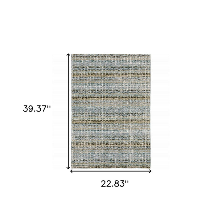 2 x 3 Blue and Ivory Abstract Power Loom Area Rug Image 10