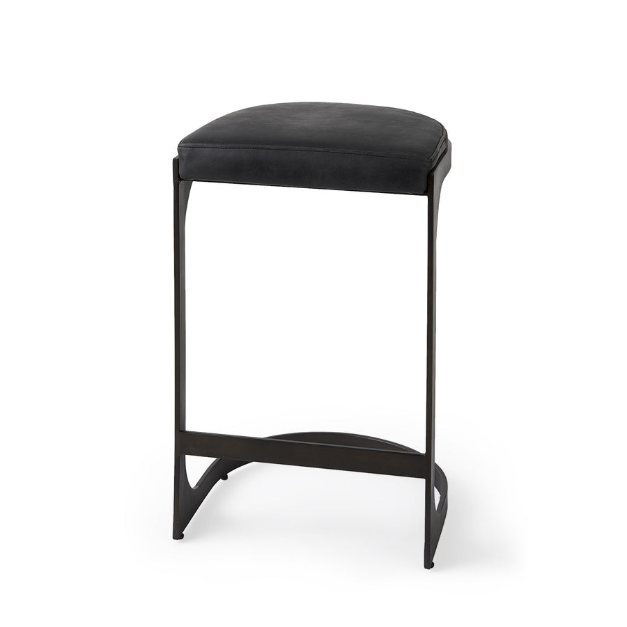 29" Black Iron Backless Bar Chair Image 1