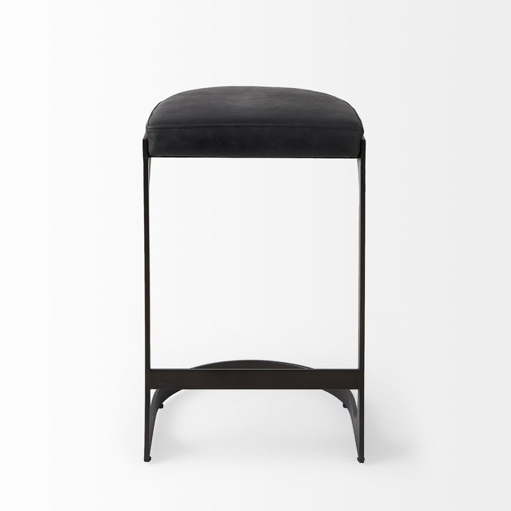 29" Black Iron Backless Bar Chair Image 2