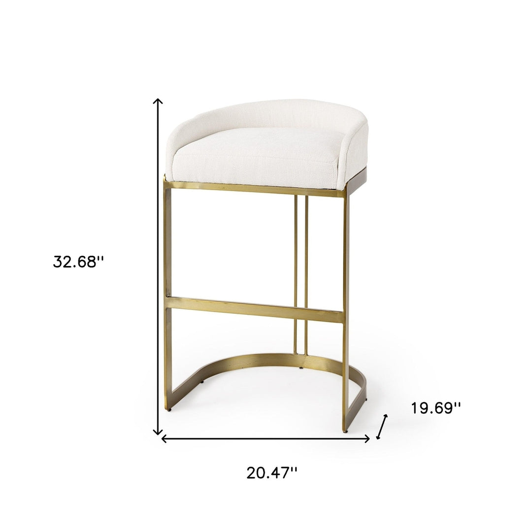 35" White Nickel Low back Bar Chair Image 10