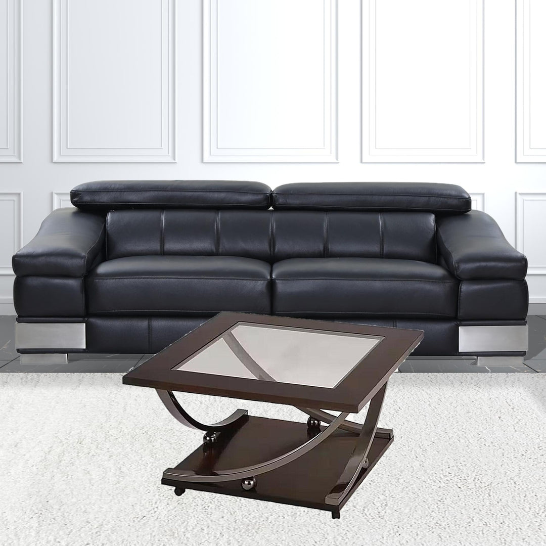 36" Black Nickel And Clear Glass Square Coffee Table With Shelf Image 6