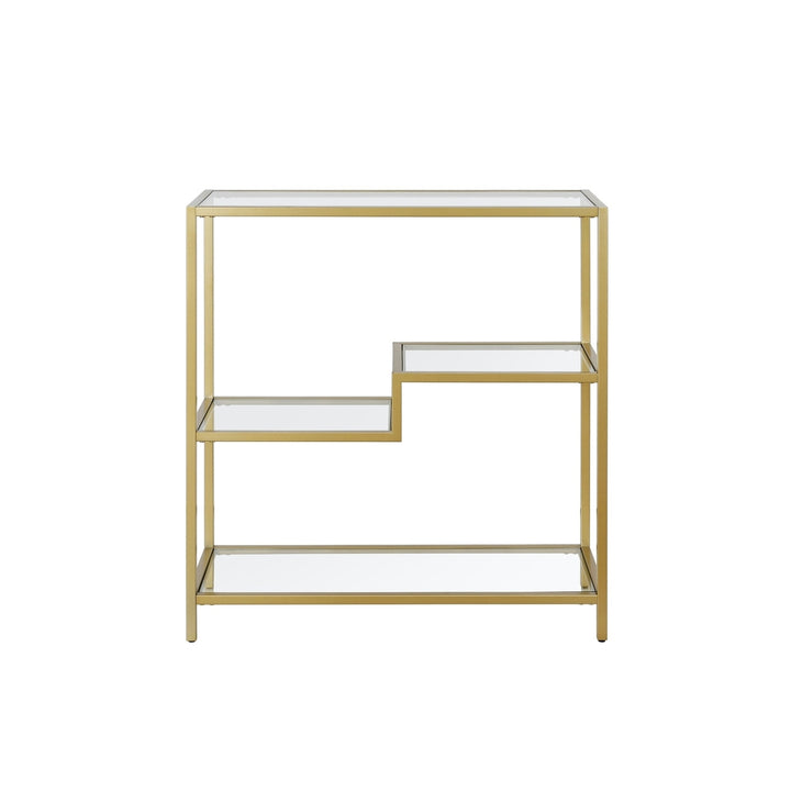 36" Gold Metal And Glass Four Tier Etagere Bookcase Image 6