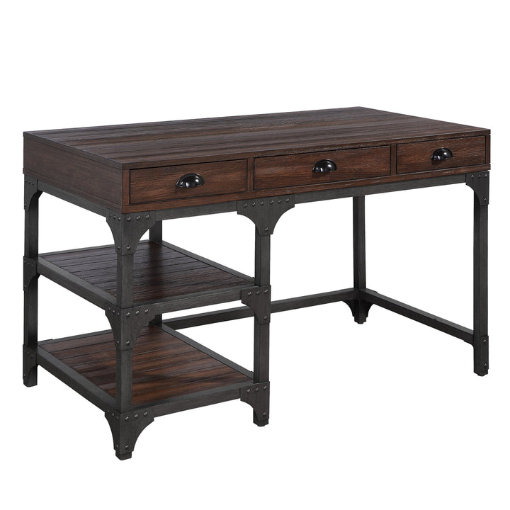 47" Espresso and Gray Writing Desk With Three Drawers Image 1