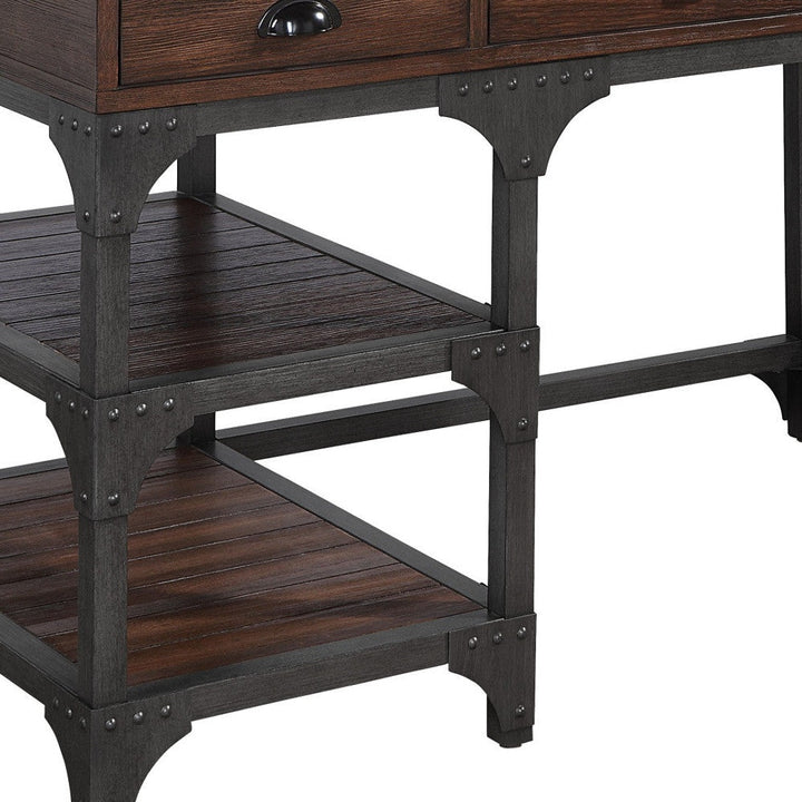 47" Espresso and Gray Writing Desk With Three Drawers Image 8