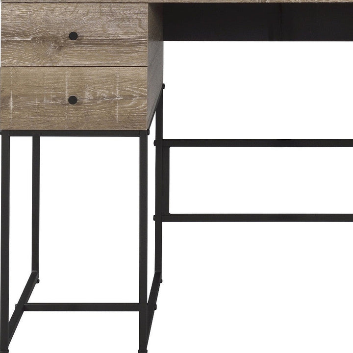 47" Brown and Black Writing Desk With Four Drawers Image 4