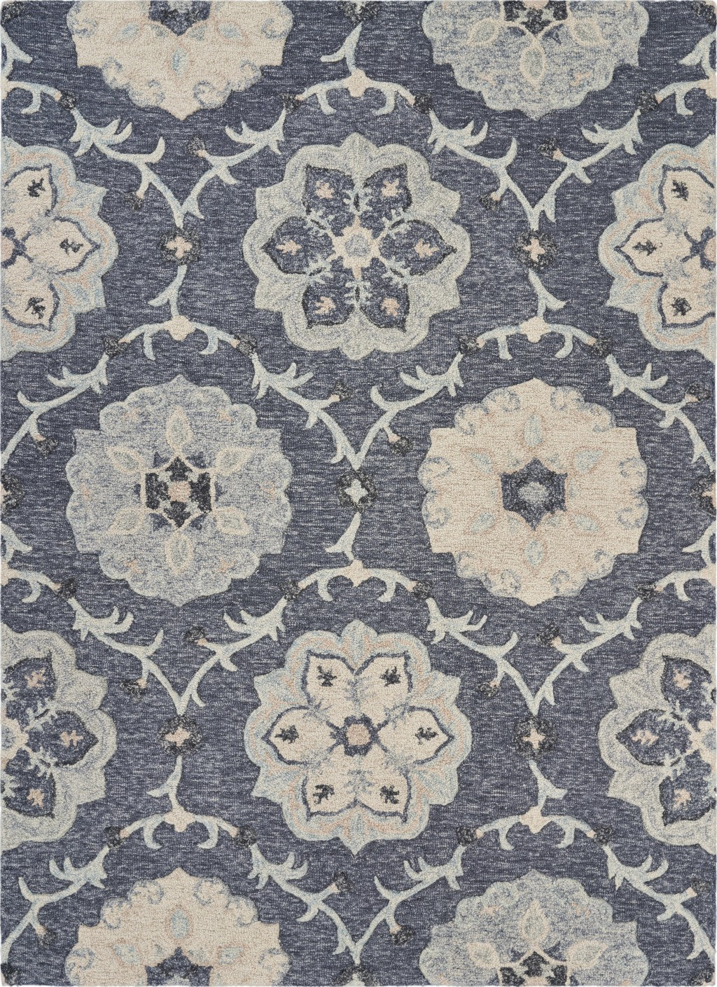 5 Blue And Gray Round Wool Hand Tufted Area Rug Image 10