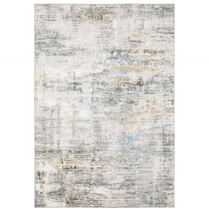 5 X 7 Gray And Ivory Abstract Power Loom Stain Resistant Area Rug Image 1