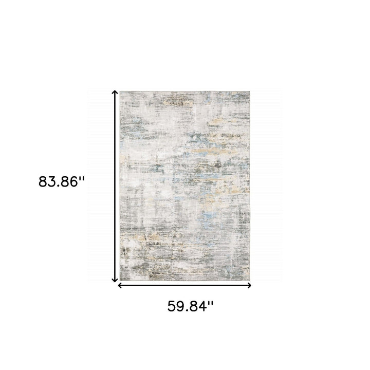 5 X 7 Gray And Ivory Abstract Power Loom Stain Resistant Area Rug Image 11