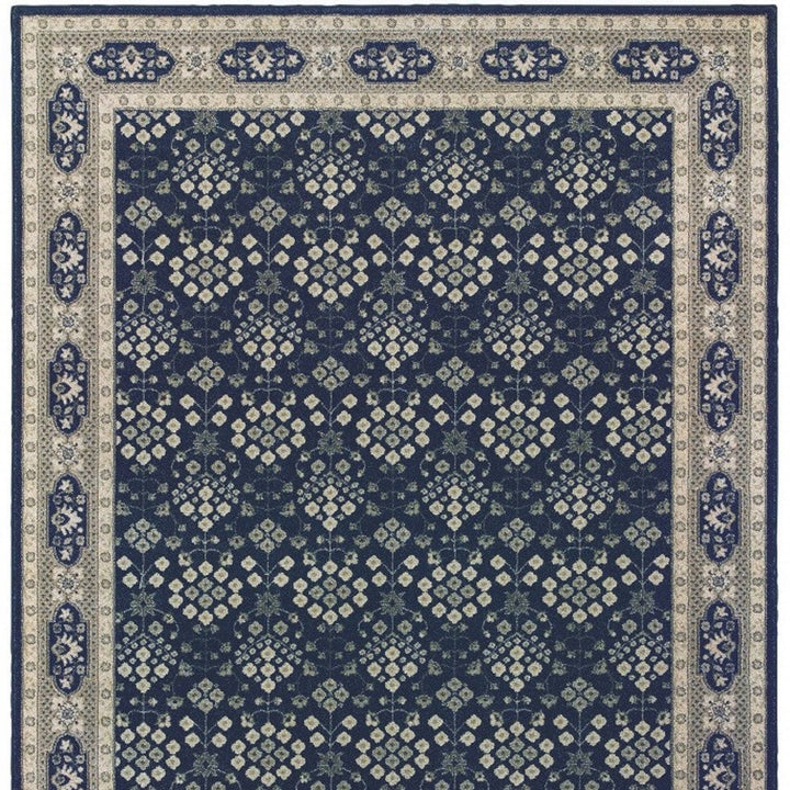 5X8 Navy And Gray Floral Ditsy Area Rug Image 1