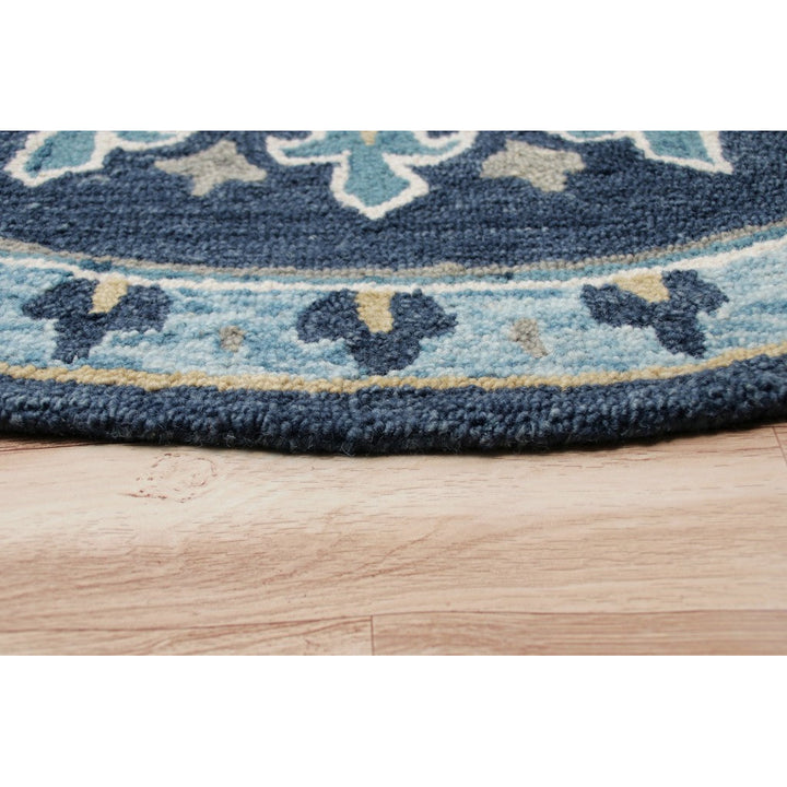 5 Round Blue Floral Medallion Area Rug Image 11