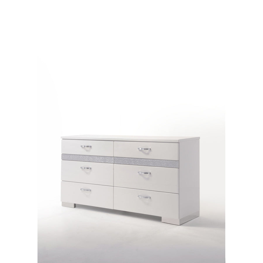 63" White High Gloss Manufactured Wood Eight Drawer Double Dresser Image 1