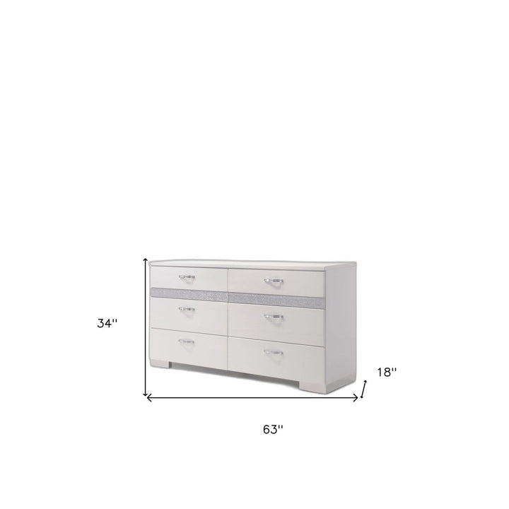 63" White High Gloss Manufactured Wood Eight Drawer Double Dresser Image 3