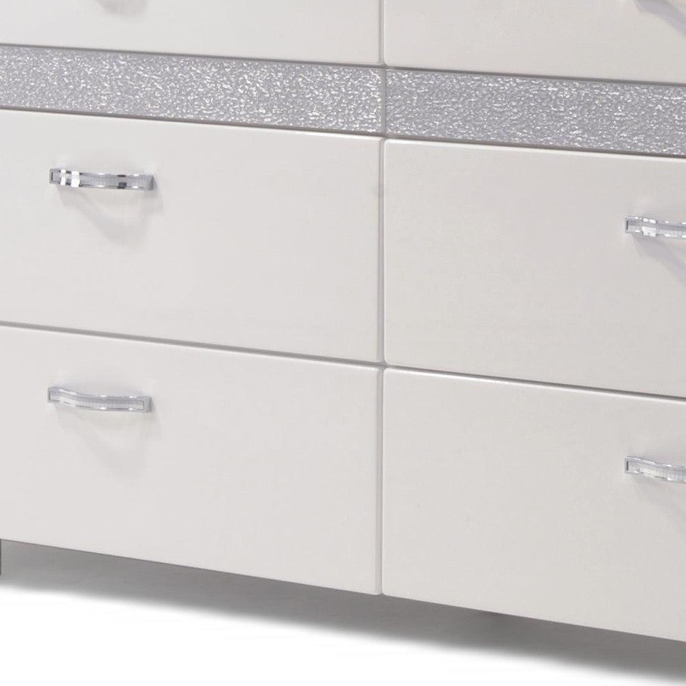 63" White High Gloss Manufactured Wood Eight Drawer Double Dresser Image 4