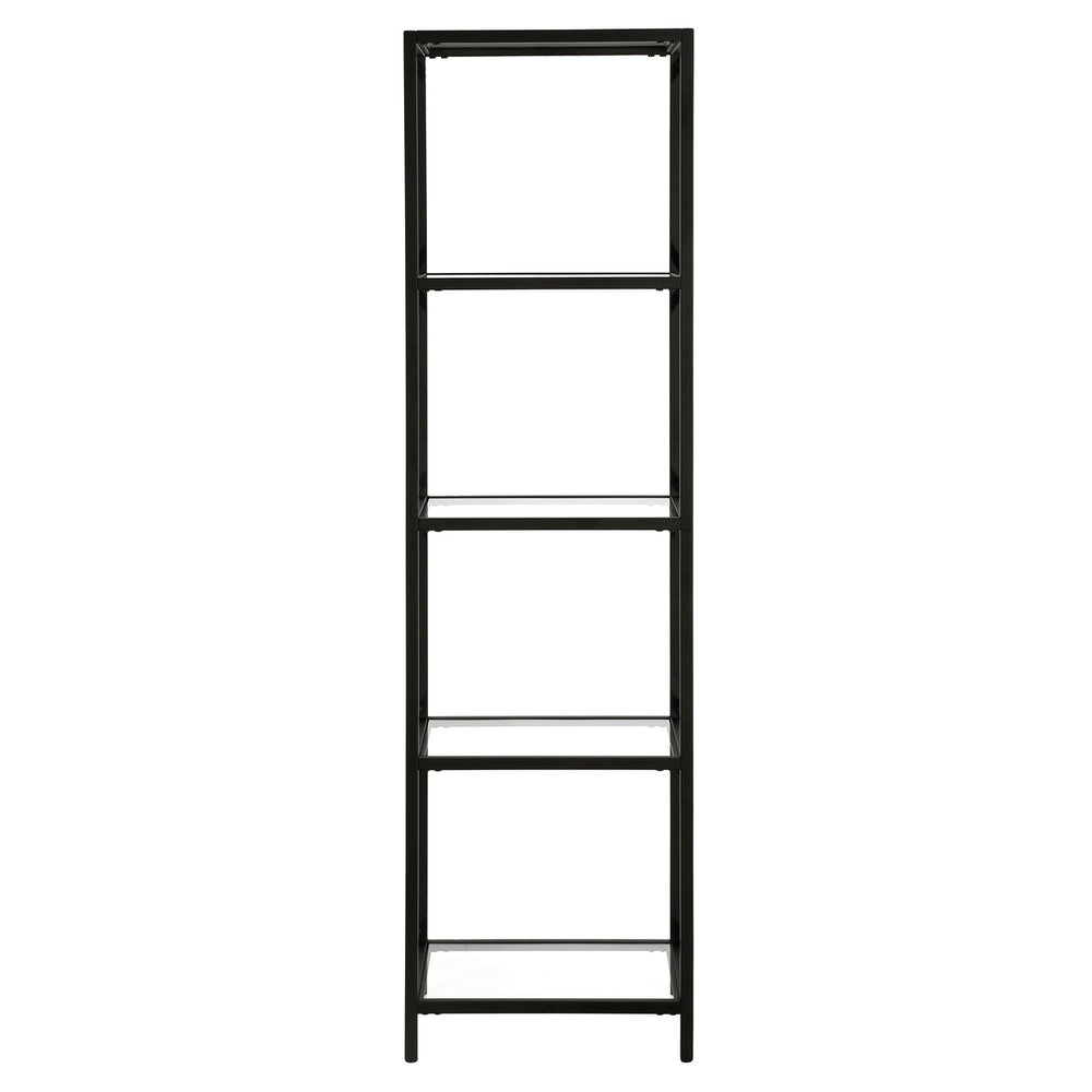 66" Black Metal And Glass Four Tier Etagere Bookcase Image 2